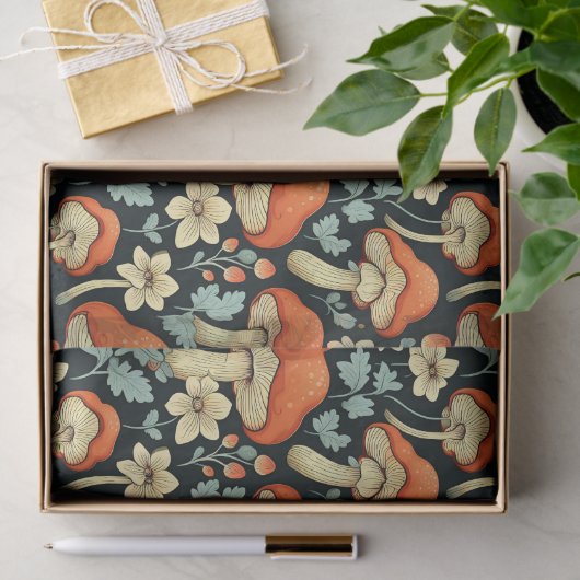 Retro Paddenstoelen  Flowers Tissuepapier (Geschenk)