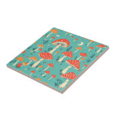 Retro paddenstoelen in  kleuren tegeltje (Zijkant)