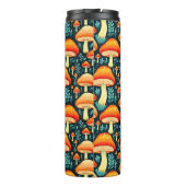 Retro paddenstoelen in Sinaasappel en blauw Thermosbeker (Achterkant)