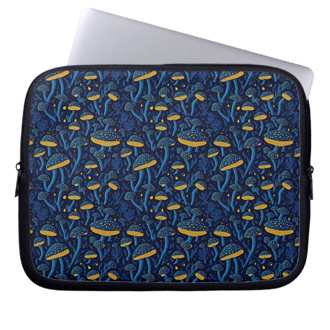 Retro paddenstoelenvibes laptop sleeve (Voorkant)