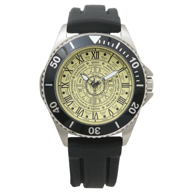 Retro Pagan Stijl, Wiel van het Jaar van het Horlo Horloge (Voorkant)