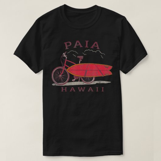 Retro Paia Hawaii Surfende ventilatorfiets T-shirt (Design voorkant)