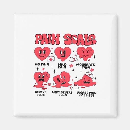 Retro Pain Scale Heart Trauma Nurse Valentine's Da Magneet (Voorkant)