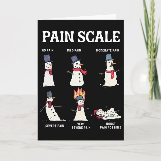 Retro Pain Scale Snowman Trauma Nurse Christmas Nu Kaart (Voorkant)