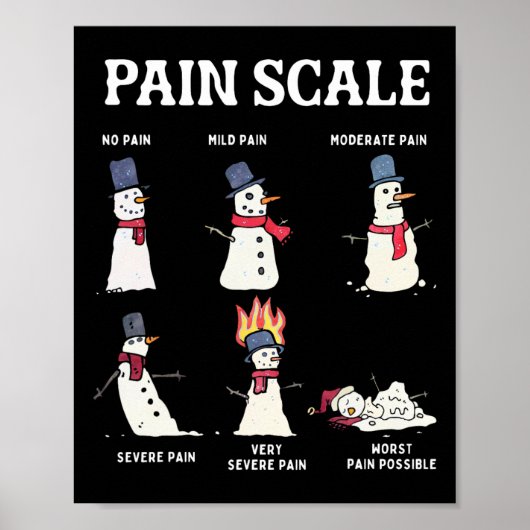 Retro Pain Scale Snowman Trauma Nurse Christmas Nu Poster (Voorkant)