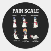Retro Pain Scale Snowman Trauma Nurse Christmas Nu Ronde Sticker (Voorkant)