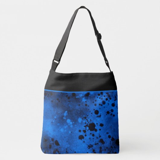 Retro Paint Splatter Effect Blauw & Zwart Crossbody Tas (Achterkant)