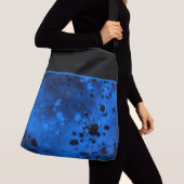 Retro Paint Splatter Effect Blauw & Zwart Crossbody Tas (Dichtbij)