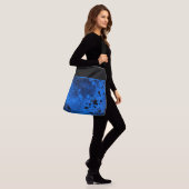 Retro Paint Splatter Effect Blauw & Zwart Crossbody Tas (Op model)