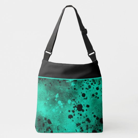 Retro Paint Splatter Effect groen & zwart Crossbody Tas (Voorkant)