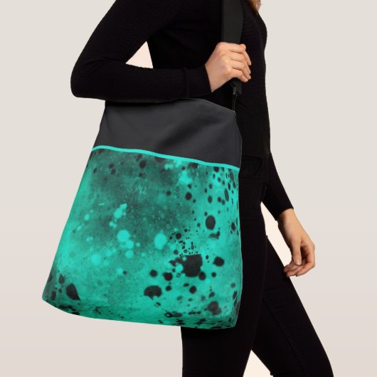 Retro Paint Splatter Effect groen & zwart Crossbody Tas (Dichtbij)