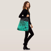 Retro Paint Splatter Effect groen & zwart Crossbody Tas (Op model)