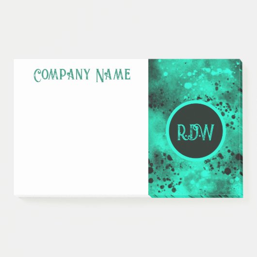 Retro Paint Splatter Effect Groen & Zwart Post-it® Notes (Voorkant)