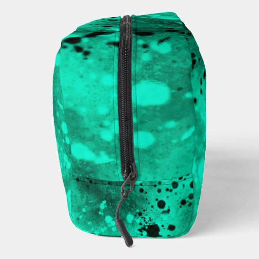 Retro Paint Splatter Effect Groen & Zwart Toilettasje (Rechts)