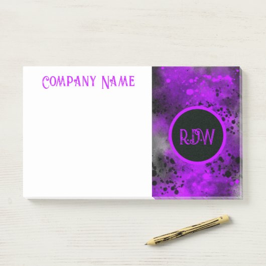Retro Paint Splatter Effect Paarse & Zwart Post-it® Notes (Op bureau)