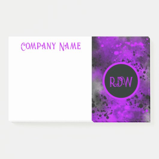 Retro Paint Splatter Effect Paarse & Zwart Post-it® Notes (Voorkant)
