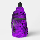 Retro Paint Splatter Effect Paarse & Zwart Sling Bag (Voorkant)
