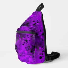 Retro Paint Splatter Effect Paarse & Zwart Sling Bag