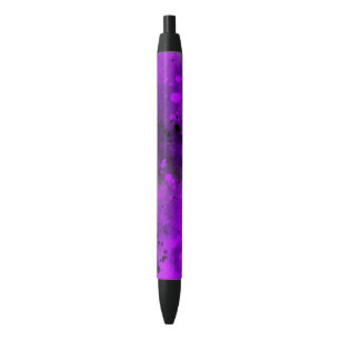Retro Paint Splatter Effect Paarse & Zwart Zwarte Inkt Pen