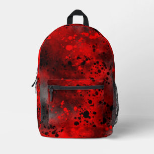 Retro Paint Splatter Effect Rood & Zwart Bedrukte Rugzak