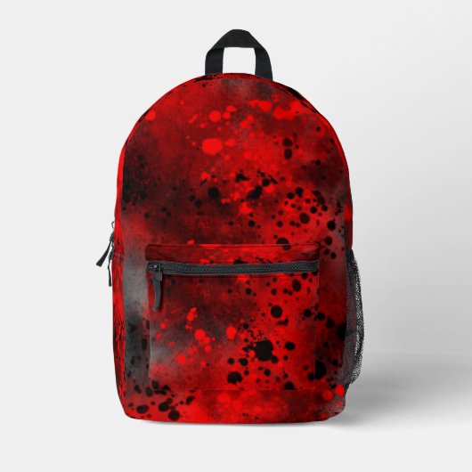Retro Paint Splatter Effect Rood & Zwart Bedrukte Rugzak (Voorkant)
