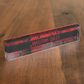 Retro Paint Splatter Effect Rood & Zwart Naambordje (Zijkant)