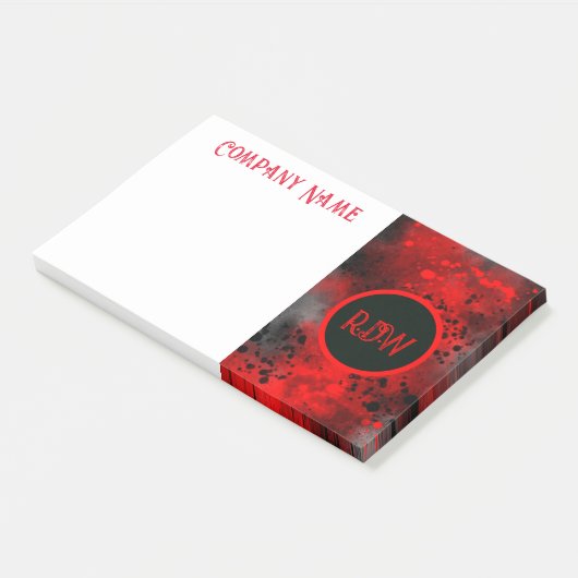 Retro Paint Splatter Effect Rood & Zwart Post-it® Notes (Schuin)