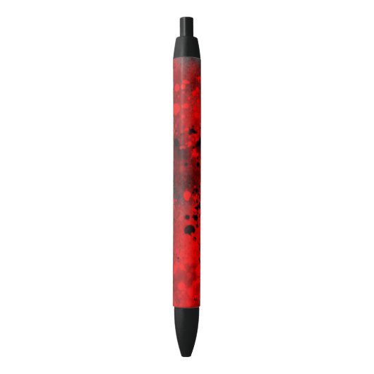 Retro Paint Splatter Effect Rood & Zwart Zwarte Inkt Pen (Voorkant Verticaal)