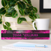 Retro Paint Splatter Effect Roze & Zwart Naambordje