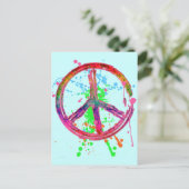 RETRO PAINT SPLATTER PEACE SIGN BRIEFKAART (Staand voorkant)
