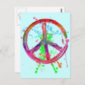 RETRO PAINT SPLATTER PEACE SIGN BRIEFKAART (Voorkant / Achterkant)