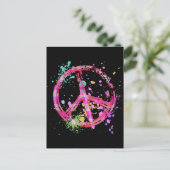 RETRO PAINT SPLATTER PEACE SIGN BRIEFKAART (Staand voorkant)