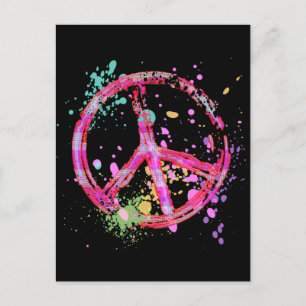 RETRO PAINT SPLATTER PEACE SIGN BRIEFKAART