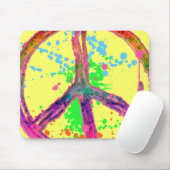 RETRO PAINT SPLATTER PEACE SIGN MUISMAT (Met muis)
