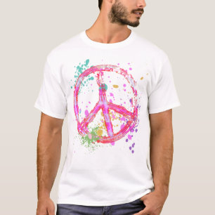 RETRO PAINT SPLATTER PEACE SIGN T-SHIRT