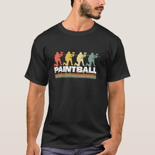 Retro Paintball Player Paintball Helmet Pistool Ba T-shirt (Voorkant)