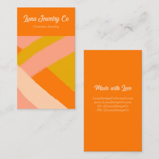 Retro Painted Abstract Crossed Lines Orange Blank Visitekaartje (Voorkant / Achterkant)