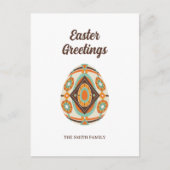 Retro Painted Easter Egg  Feestdagenkaart (Voorkant)