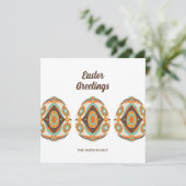 Retro Painted Easter Egg  Feestdagenkaart (Staand voorkant)