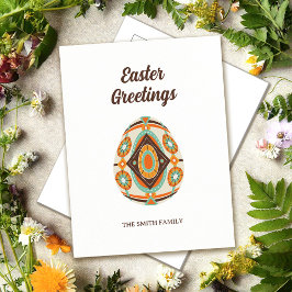 Retro Painted Easter Egg  Feestdagenkaart