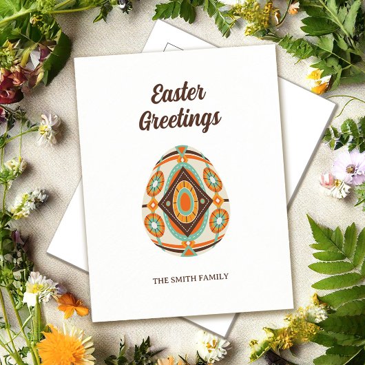 Retro Painted Easter Egg  Feestdagenkaart