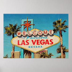 Retro Painting Fabulous Las Vegas Nevada Sign Poster