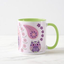 Retro paisley, bloemen. uilen & vlinders mok