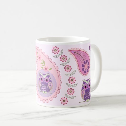 Retro paisley, bloemen. uilen & vlinders mok (Voorkant rechts)