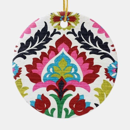 Retro Paisley Floral Keramisch Ornament (Voorkant)