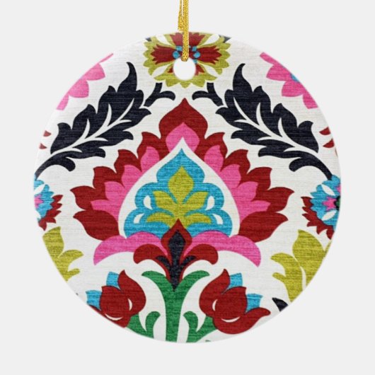 Retro Paisley Floral Keramisch Ornament (Achterkant)