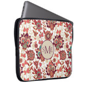 Retro Paisley Floral Monogram Laptop Sleeve (Voorkant Rechts)