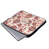 Retro Paisley Floral Monogram Laptop Sleeve (Voorkant onderkant)