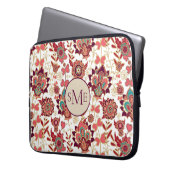 Retro Paisley Floral Monogram Laptop Sleeve (Voorkant Links)