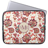 Retro Paisley Floral Monogram Laptop Sleeve (Voorkant)